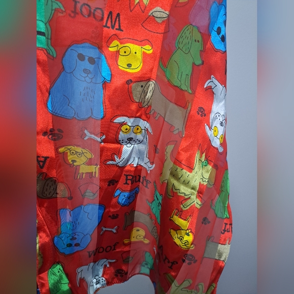 Ruff, Woof, Arf Doggy Print Red Scarf - Picture 4 of 6